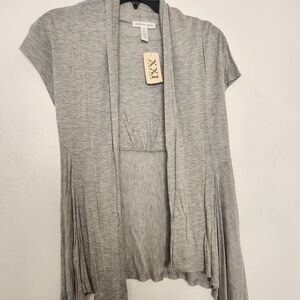 Madison Park Light Gray Open-Front Short Sleeve Cardigan